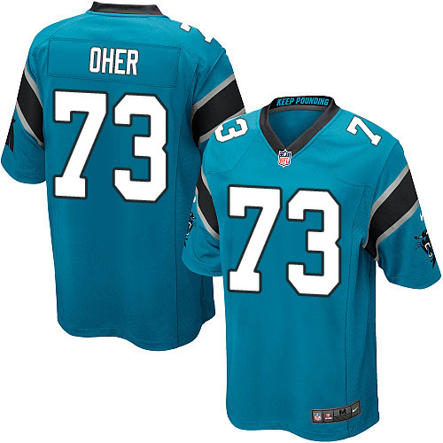 Men's Game Michael Oher Nike Jersey Blue Alternate - #73 NFL Carolina Panthers